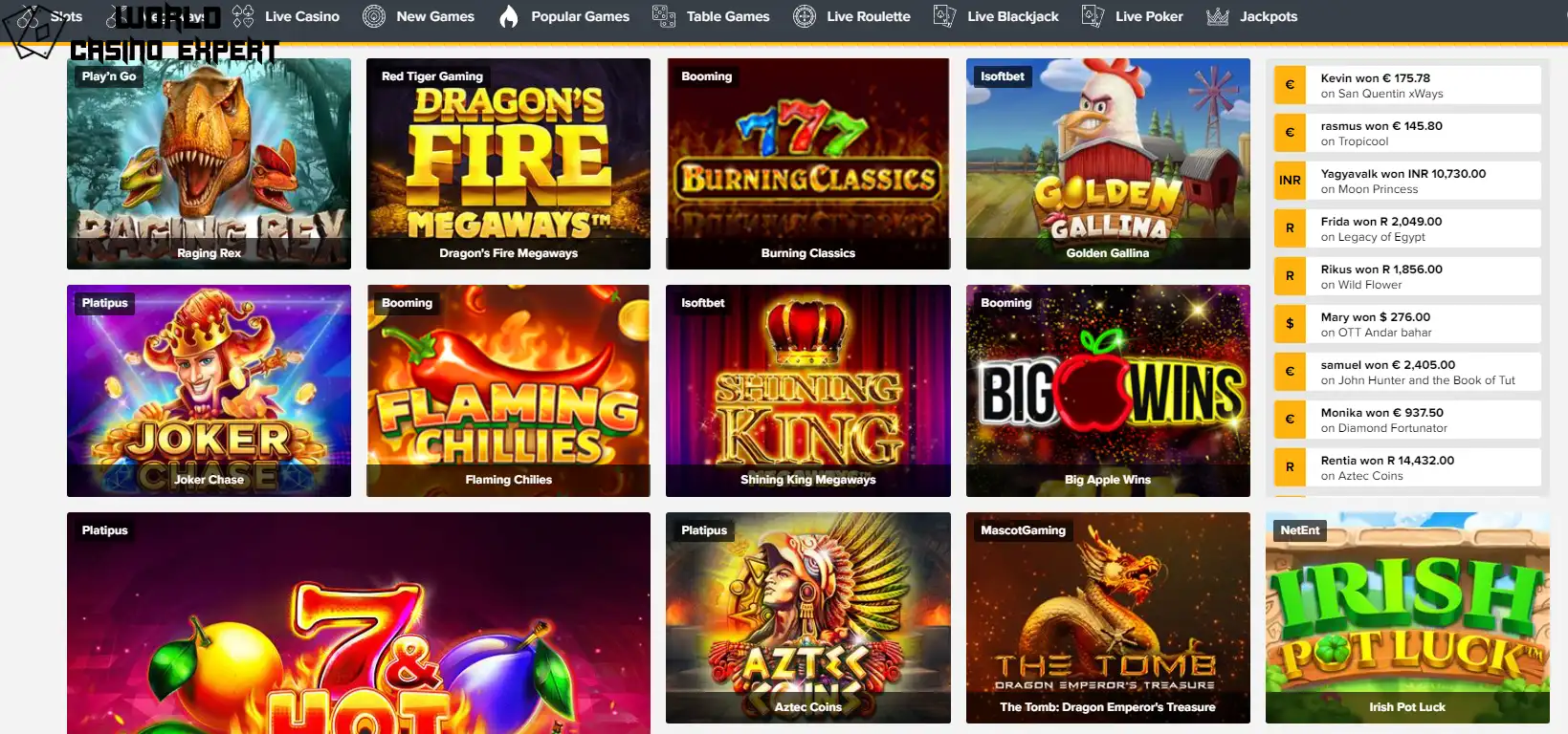 Spiele und Anbieter von Tusk Casino | World Casino Expert Deutschland