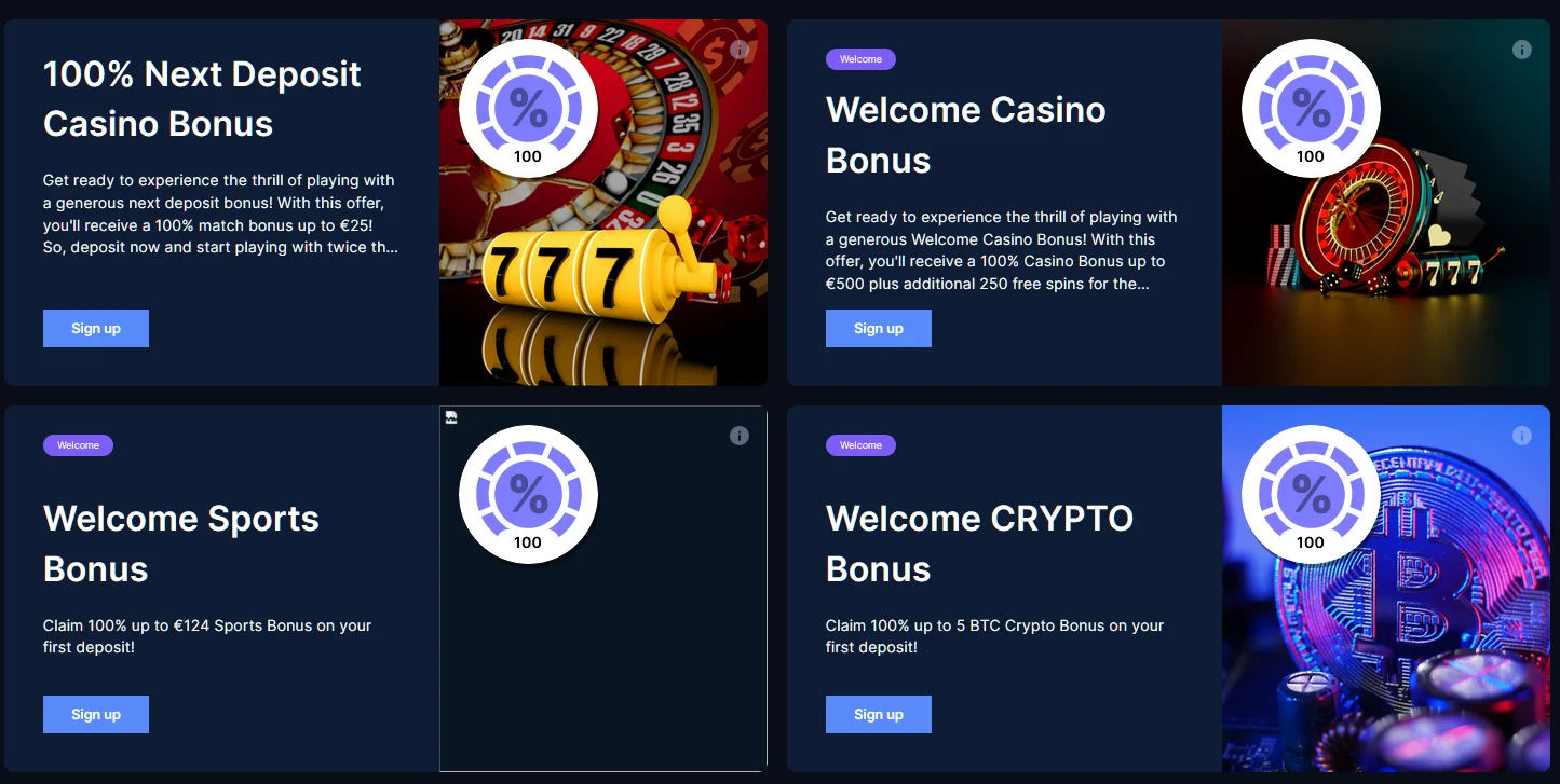 Online Casino BitBet24 - Boni und Werbeaktionen